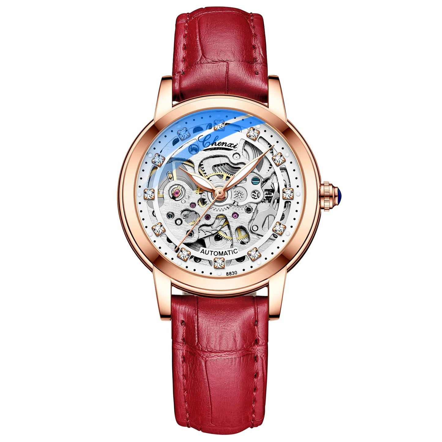 CHENXI Women Automatic Mechanical Watch Top Brand Luxury Stainless Steel Waterproof Wrist Watch Ladies Skeleton Tourbillon Clock