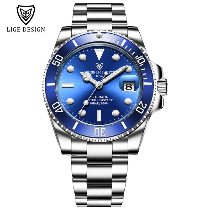 2025 LIGE New Watch Men Automatic Mechanical Tourbillon Clock Fashion Sport Diving Watch 100ATM Waterproof Luminous Watches Mens