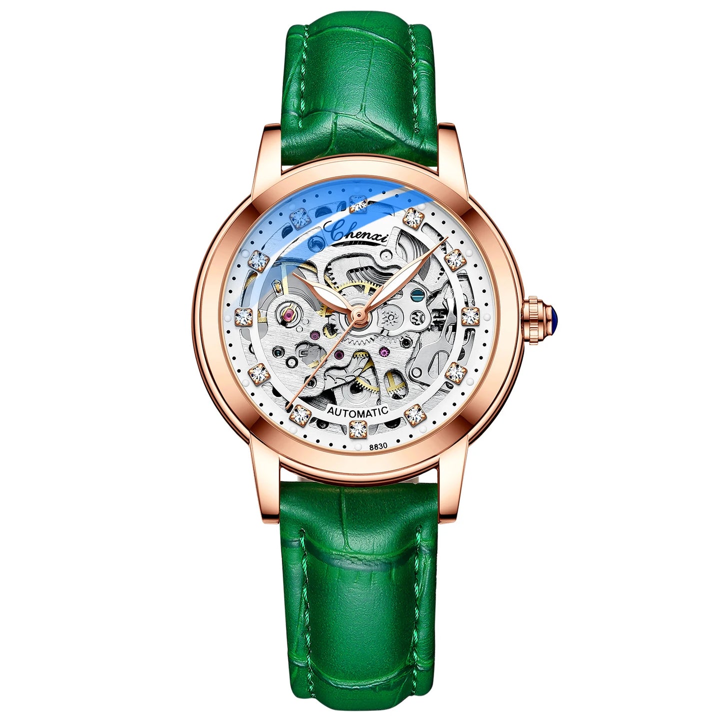 CHENXI Women Automatic Mechanical Watch Top Brand Luxury Stainless Steel Waterproof Wrist Watch Ladies Skeleton Tourbillon Clock