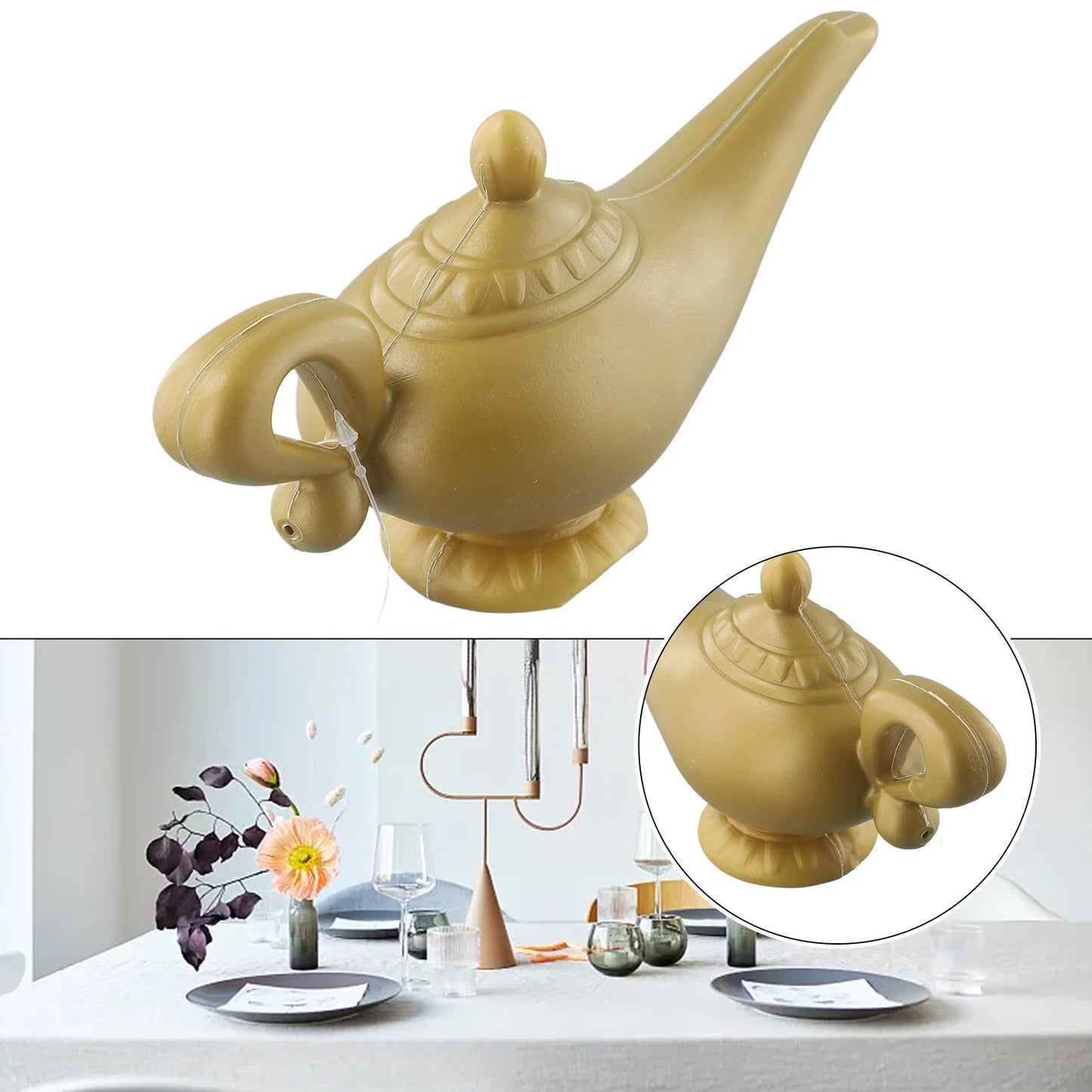 Aladdin Genie Lamp Costume Props Halloween Christmas Tea Pot Cartoon Genie Lamp Home Party Ornament