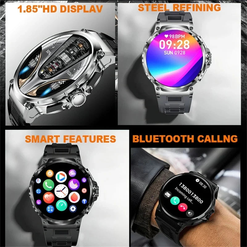2025 New For Huawei Xiaomi Men GPS Track Smart Watch 1.85 Inch Ultra HD AMOLED Screen 710 Mah Battery Bluetooth Call Smartwatch