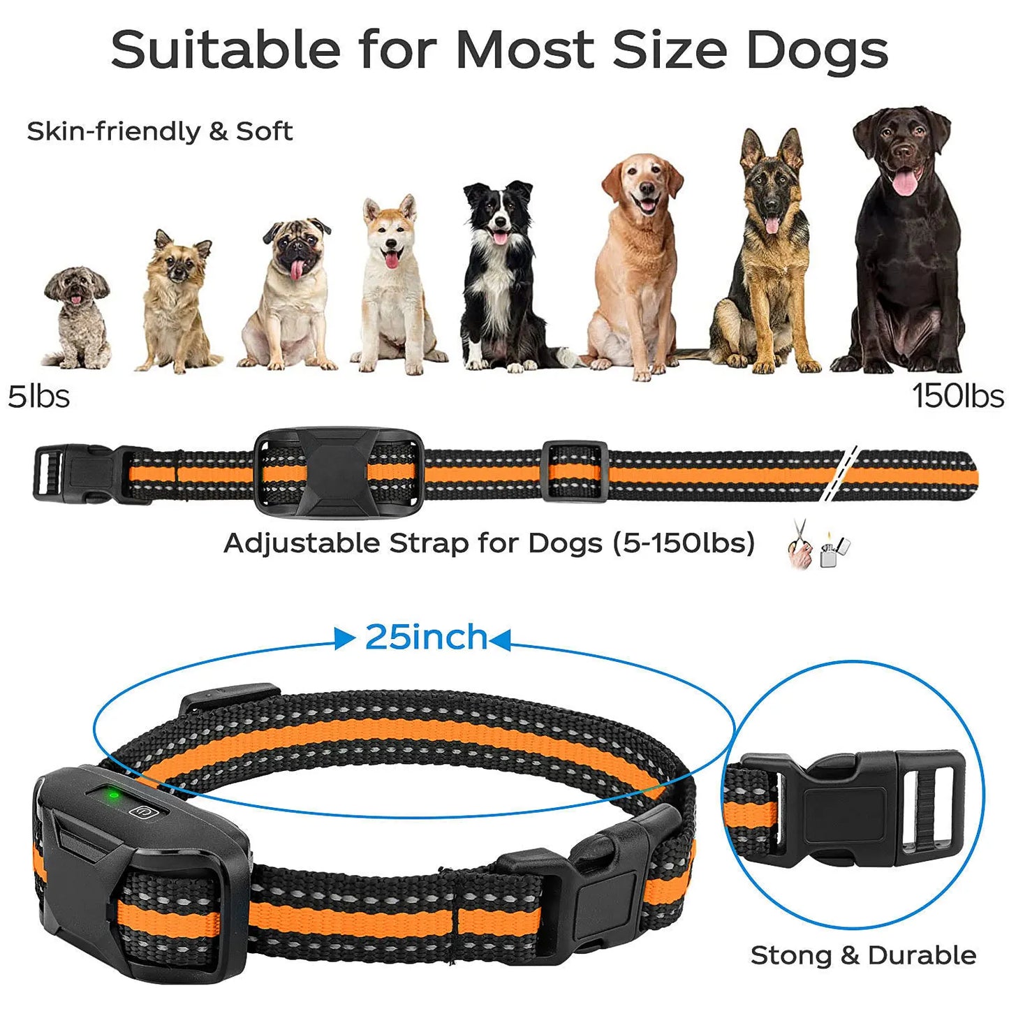 3300Ft Electric Dog Training Collar Remote Control Waterproof Pet Behavior For 5-120lbs Puppy With Shock Vibration