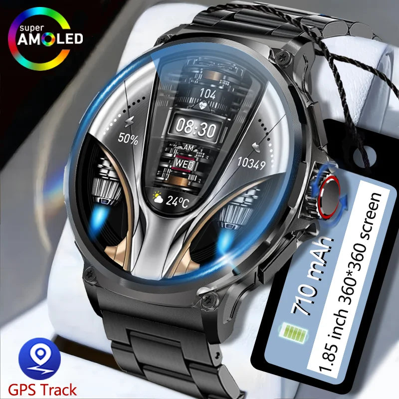 2025 New For Huawei Xiaomi Men GPS Track Smart Watch 1.85 Inch Ultra HD AMOLED Screen 710 Mah Battery Bluetooth Call Smartwatch