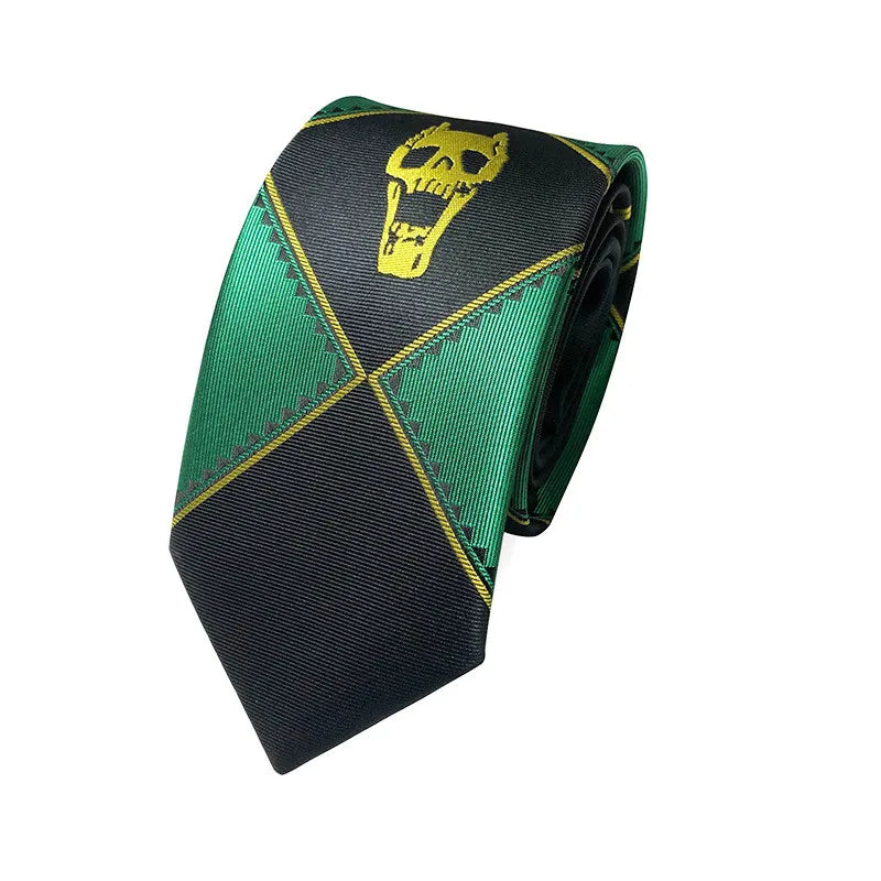 Anime JoJo Tie Kira Yoshikage Halloween Cosplay Costume Accessories KILLER QUEEN Skull Heavens Door Necktie