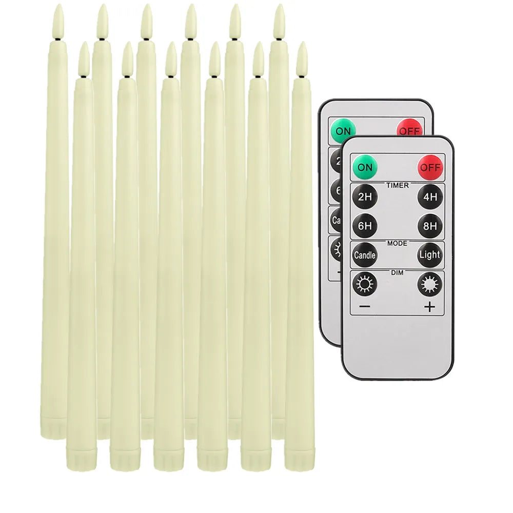 Flameless Taper Candles with Timer Remote Flickering 3D Faux Wax Candle Lights for Wedding Christmas Party Home Decor 6Pcs-24Pcs