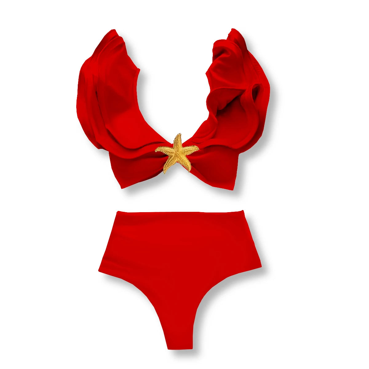 3 Pieces Sexy Bikinis Set Shoulder Ruffle Swimsuit Women 2025 Swimwear Shiny Star Swim Suits Female Bodysuit Bathsuit Beachwear