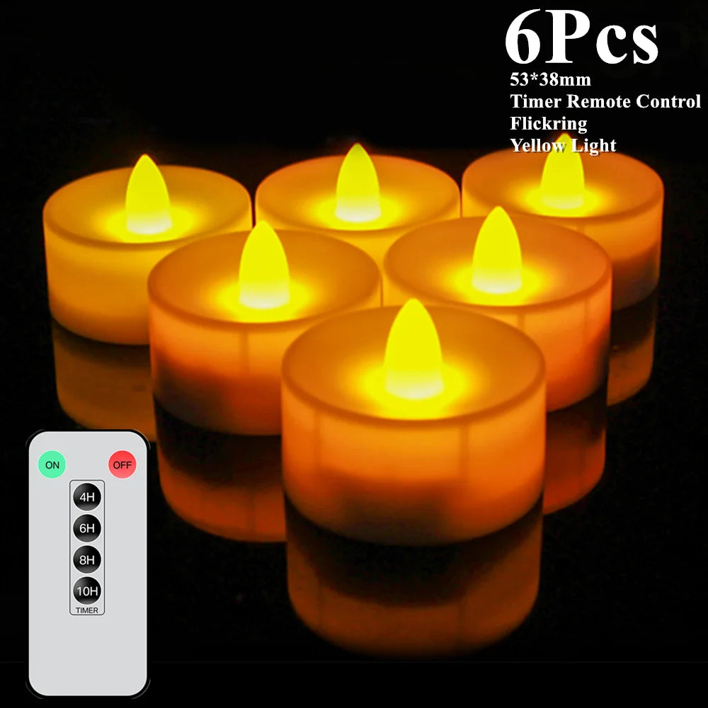 Flameless LED Candle with/without Remote control Lighting Flickering Flame Tea Light for Halloween Christmas Home Decor 12/24pc