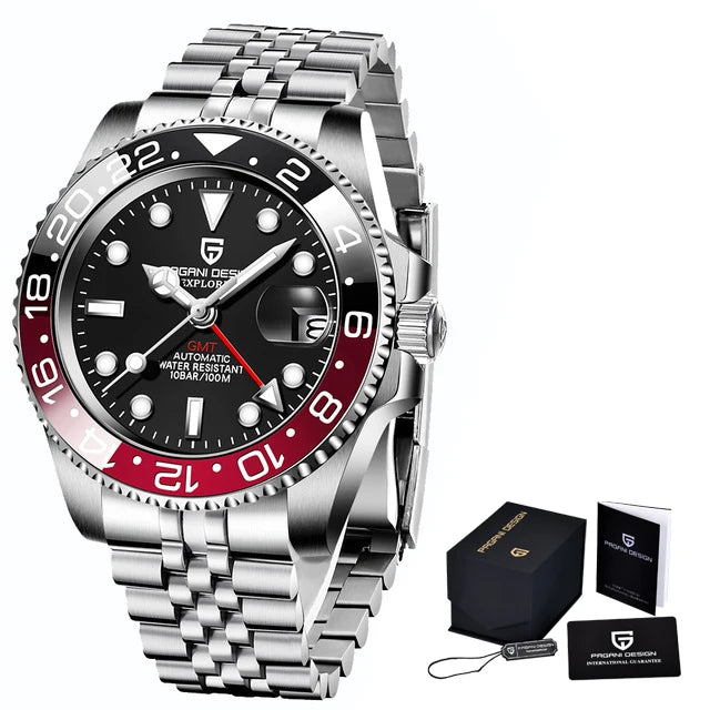 PAGANI DESIGN PD-1662 Luxury GMT Men Mechanical Wrist watch Sapphire Glass Stainless Steel 100M Waterproof Automatic Watches