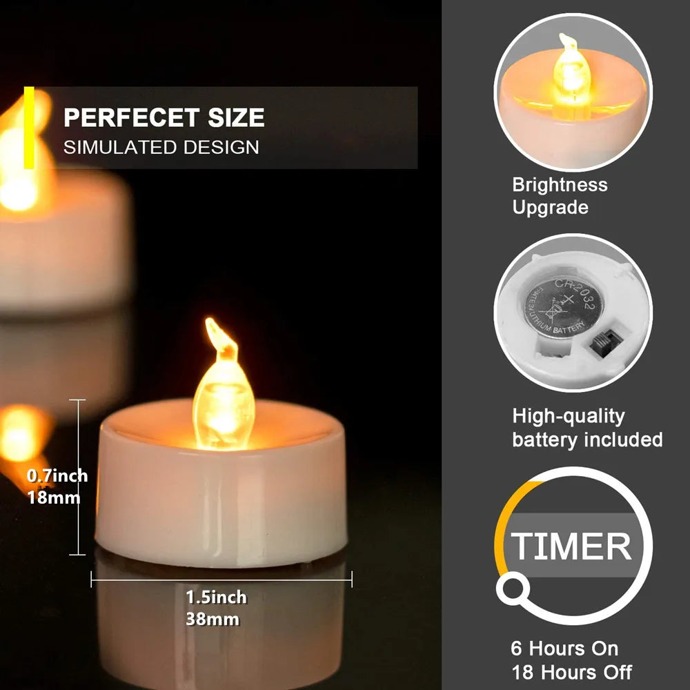 Flameless LED Candle with/without Remote control Lighting Flickering Flame Tea Light for Halloween Christmas Home Decor 12/24pc
