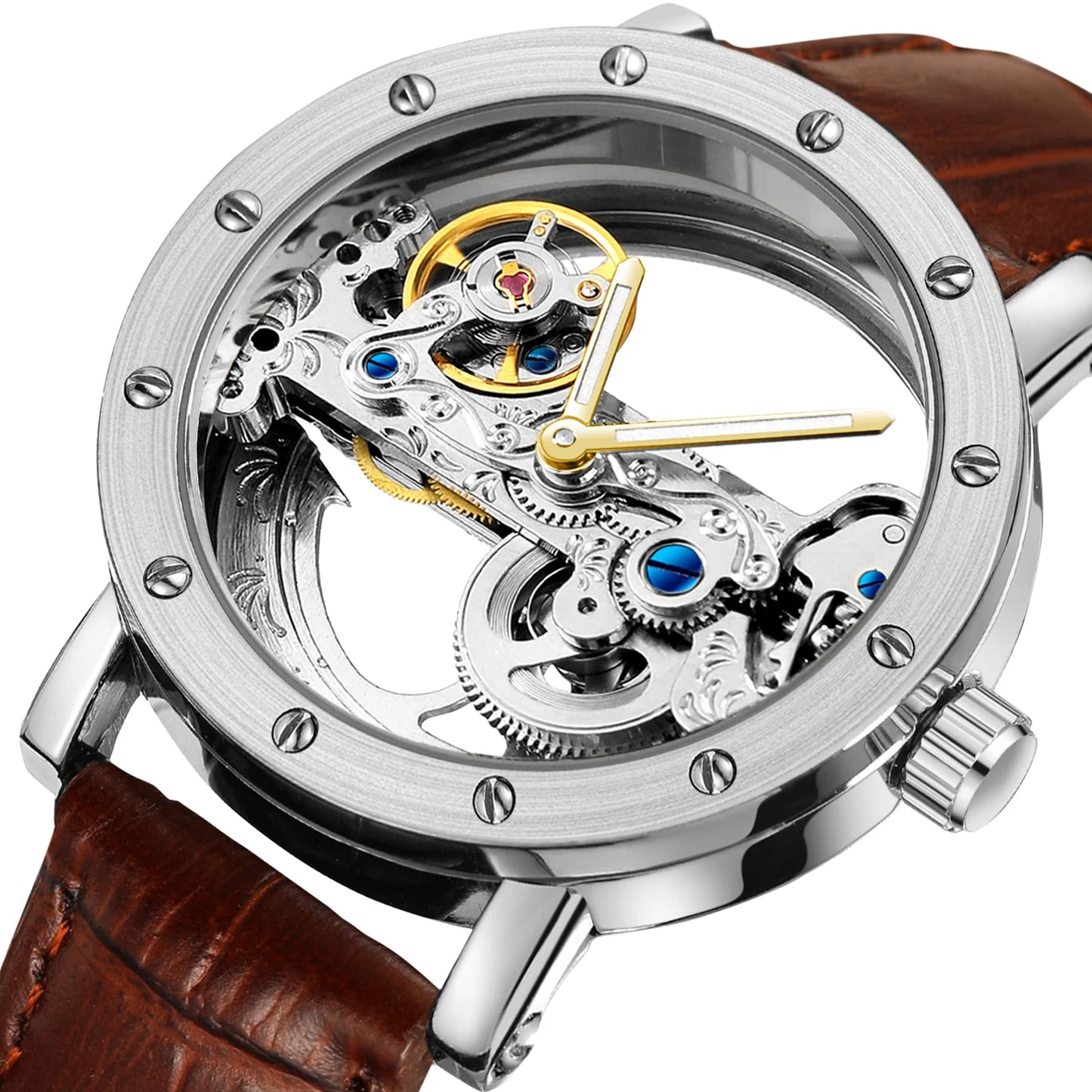2025 Top Brand Luxury Steel Skeleton Tourbillon Automatic Watch Men Leather Mechanical Waterproof Luminous Elegant Wrist Clock