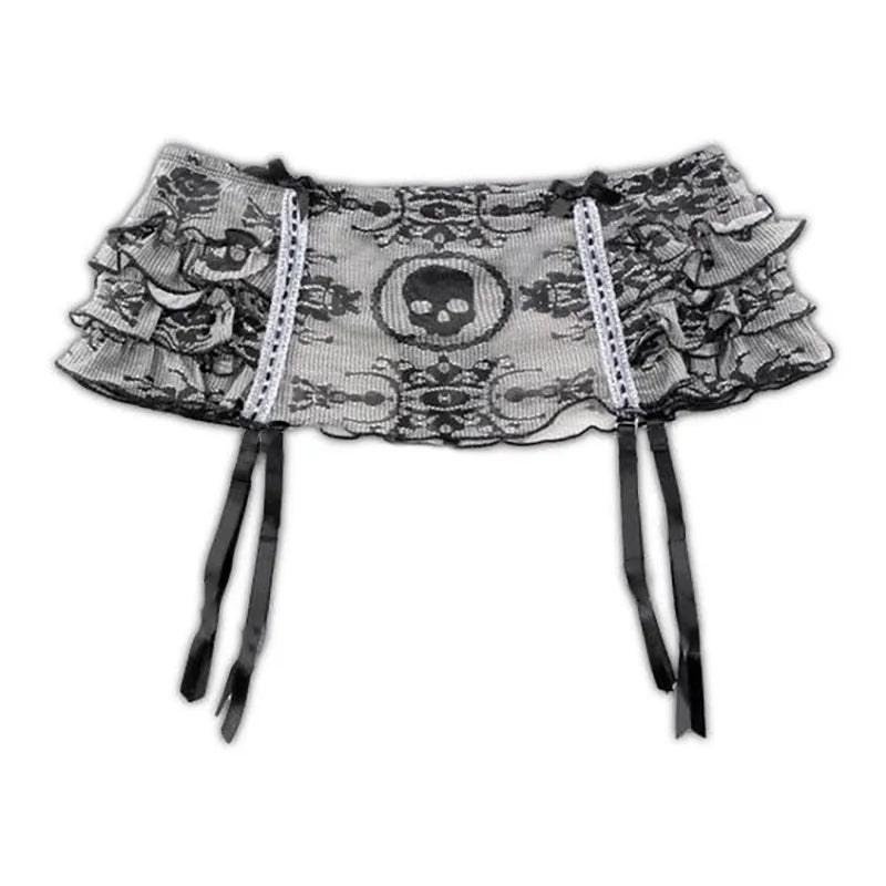 Spicy Girls Y2K Skirt Skull Harajuku Graphic Print Rock Goth Retro Mini Skirt Hip hop Streetwear Dress Punk Half length skirt EMO