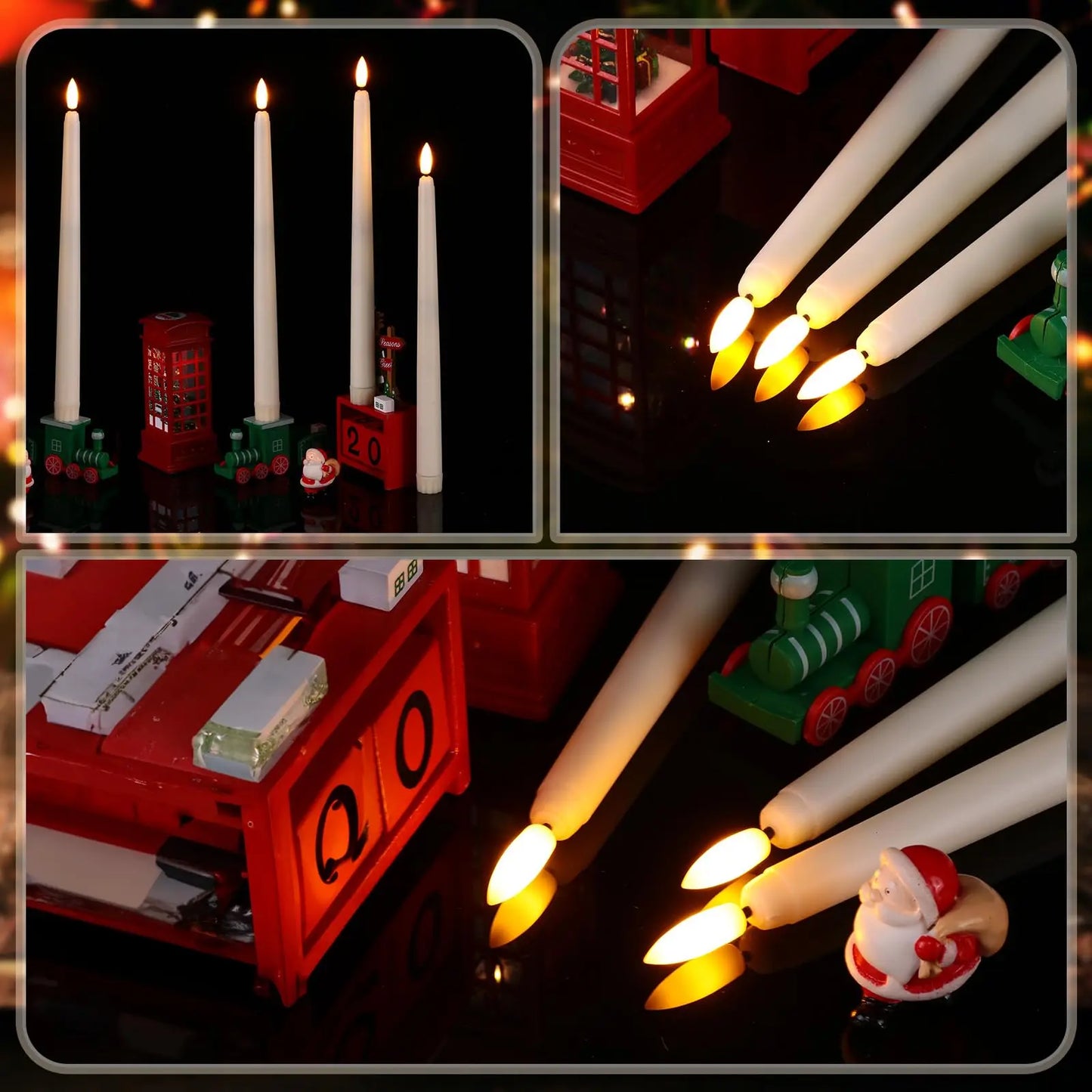 Flameless Taper Candles with Timer Remote Flickering 3D Faux Wax Candle Lights for Wedding Christmas Party Home Decor 6Pcs-24Pcs
