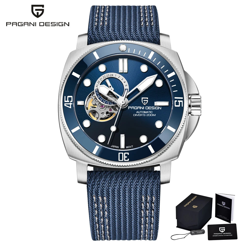 PAGANI DESIGN 2025 Mens Wathes Tourbillon Automatic Watch For Men Mechanical Wristwatch Ceramic Bezel Luminous 20Bar Waterproof