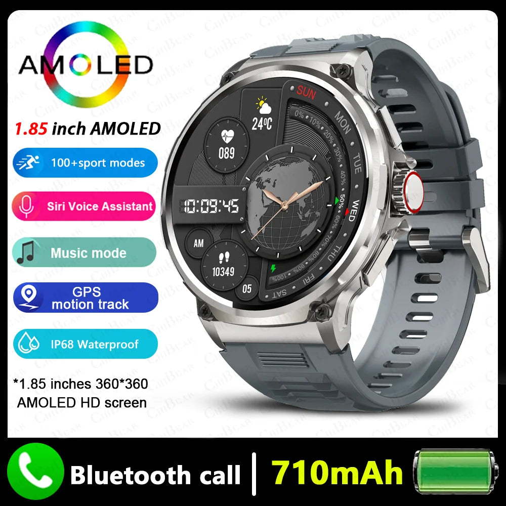 2025 New For Huawei Xiaomi Men GPS Track Smart Watch 1.85 Inch Ultra HD AMOLED Screen 710 Mah Battery Bluetooth Call Smartwatch