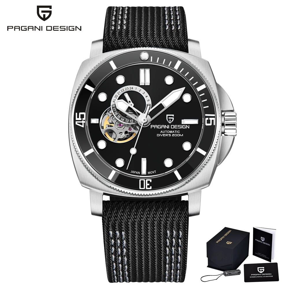 PAGANI DESIGN Mens Watches 2025 Luxury Tourbillon NH39 Mechanical Automatic Watch For Men Sports Ceramic Bezels Waterproof Clock