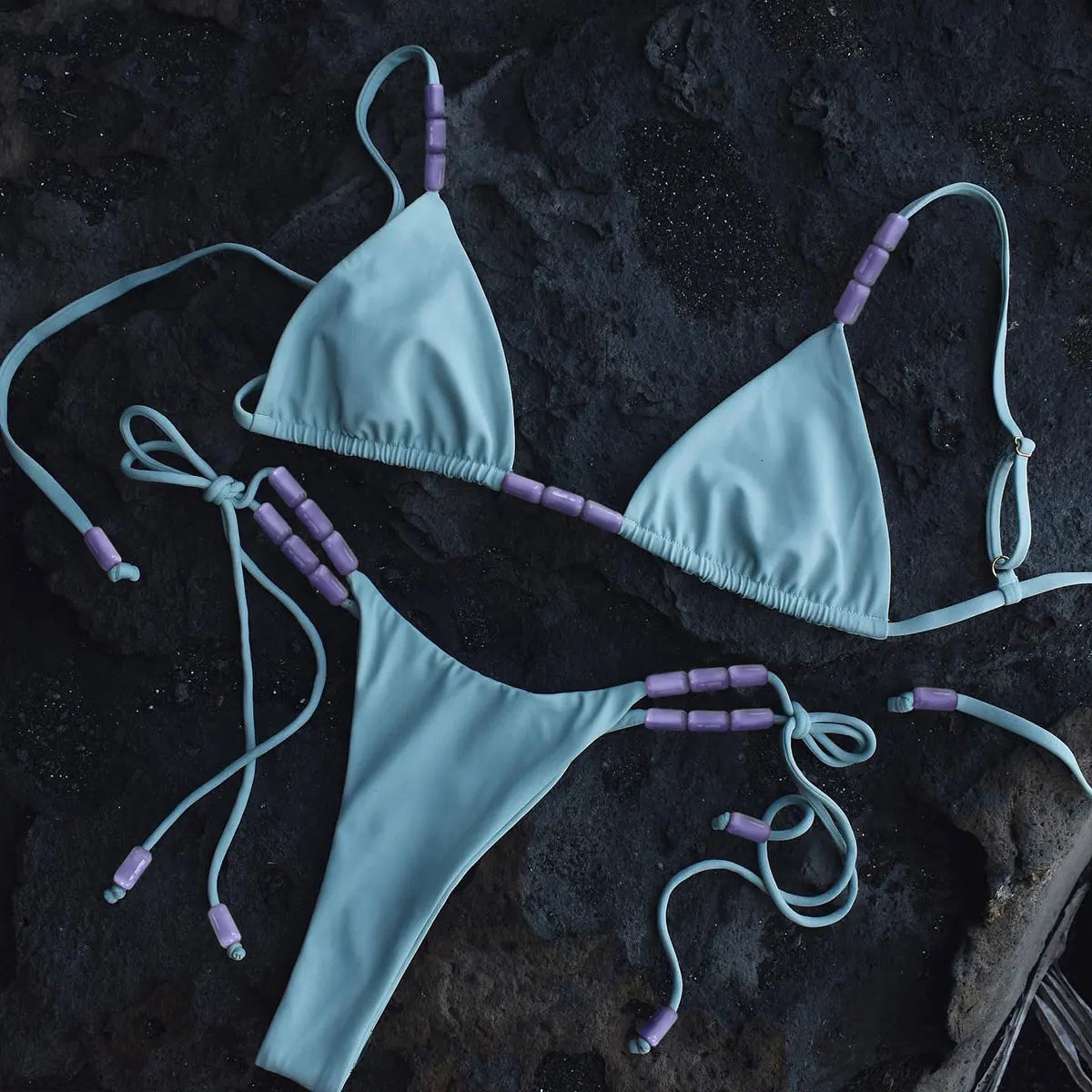 Sexy Bikini Women Swimsuit Female Swimwear Bandeau Biquini Thong Bathing Suit Shiny Swimming Suits Halter Bodysuit Beachwear