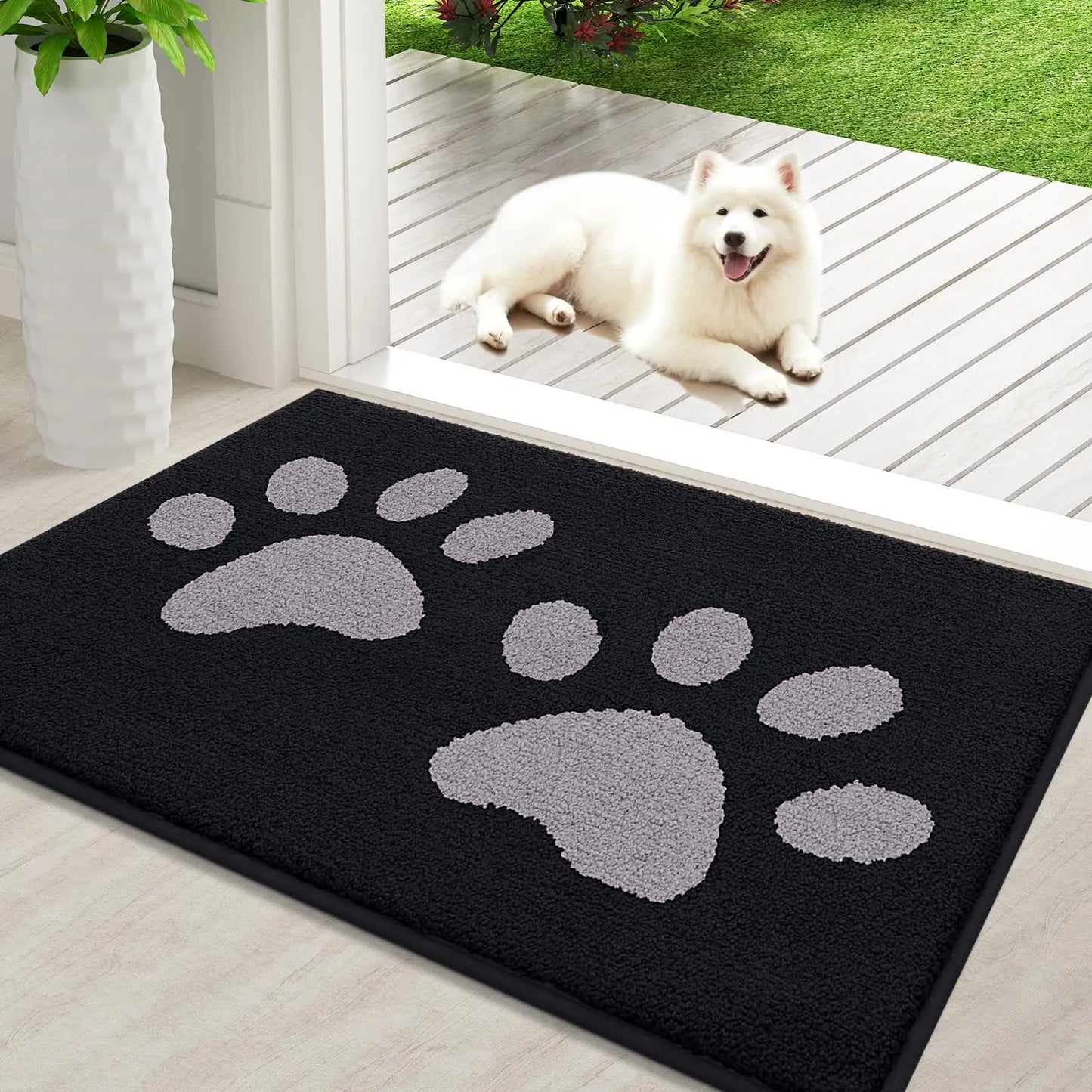 Olanly Quick Dry Chenille Mud Mat For Dogs, Dog Door Mat For Muddy Paws Absorbent Dirt Trapper Non-Slip INdoor Door Mat For Floor
