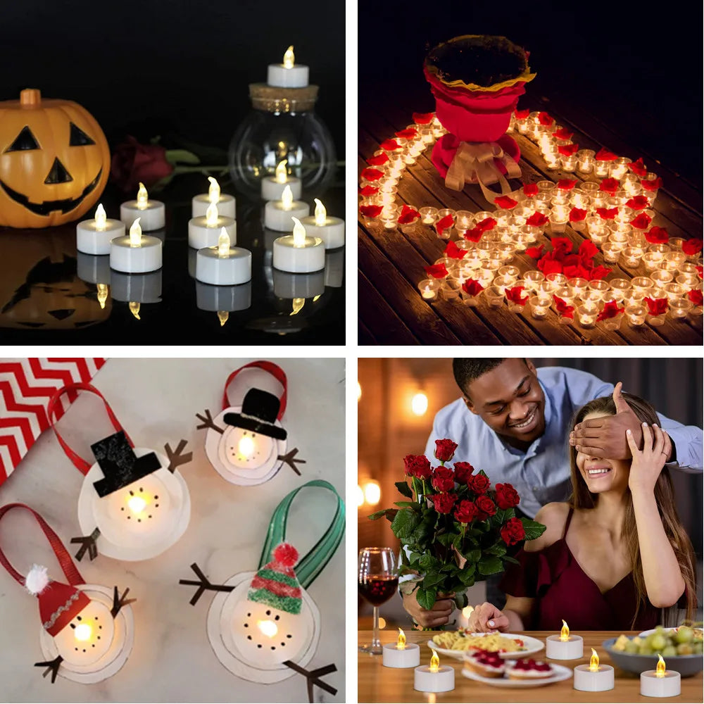 Flameless LED Candle with/without Remote control Lighting Flickering Flame Tea Light for Halloween Christmas Home Decor 12/24pc