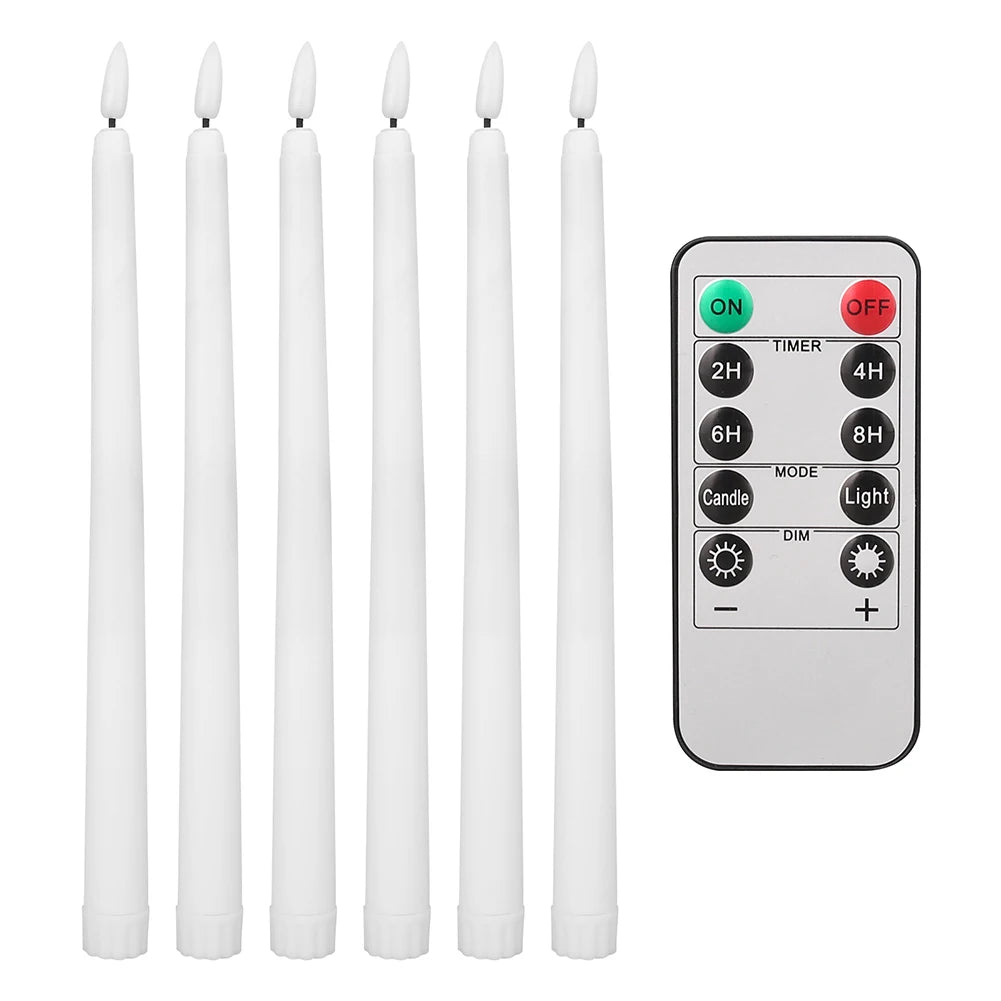 Flameless Taper Candles with Timer Remote Flickering 3D Faux Wax Candle Lights for Wedding Christmas Party Home Decor 6Pcs-24Pcs
