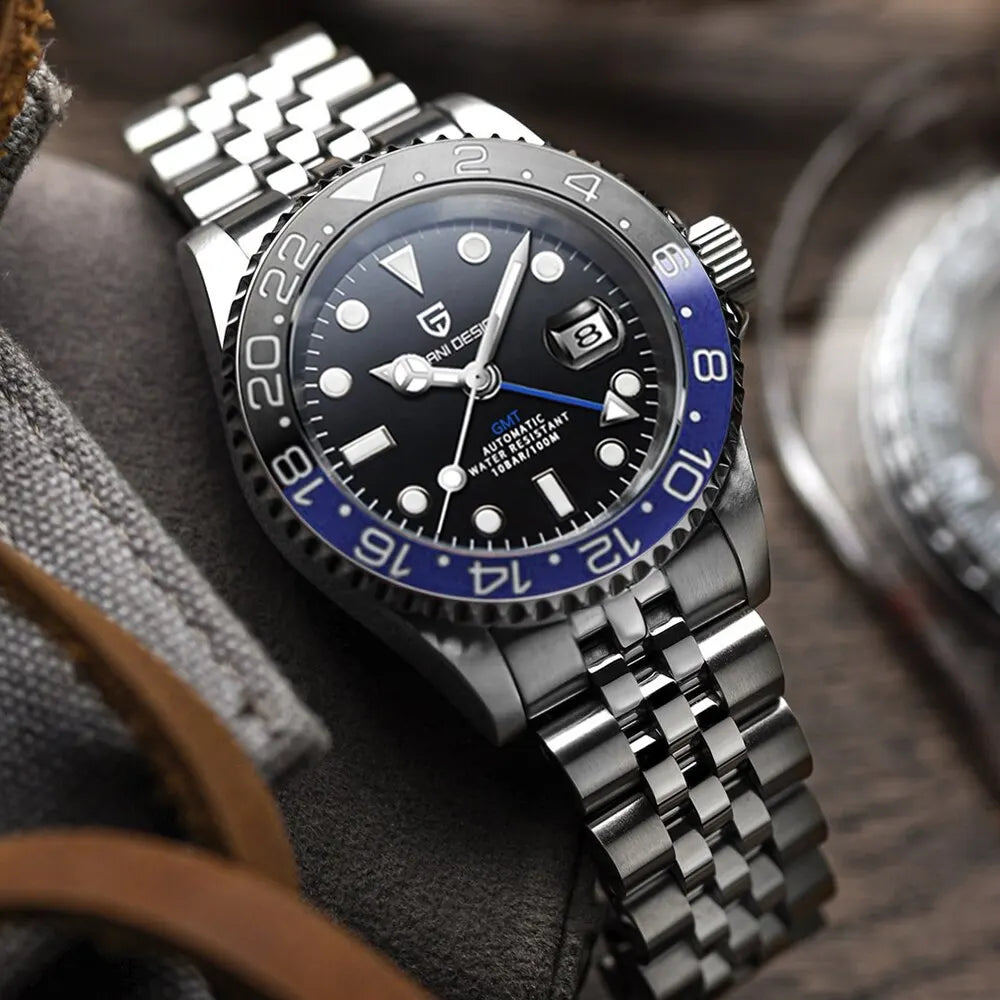 PAGANI DESIGN PD-1662 Luxury GMT Men Mechanical Wrist watch Sapphire Glass Stainless Steel 100M Waterproof Automatic Watches