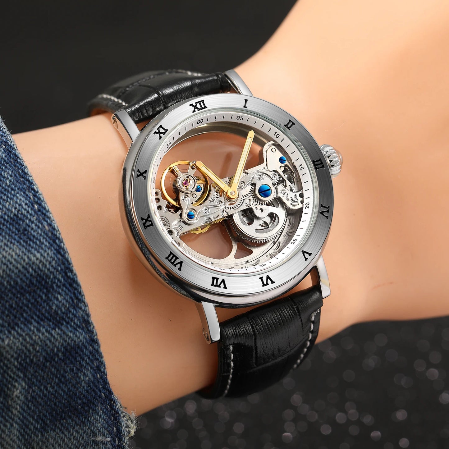 2025 Original Luxury Steel Skeleton Tourbillon Automatic Watches Men Leather Mechanical Waterproof Luminous Elegant Wrist Clock