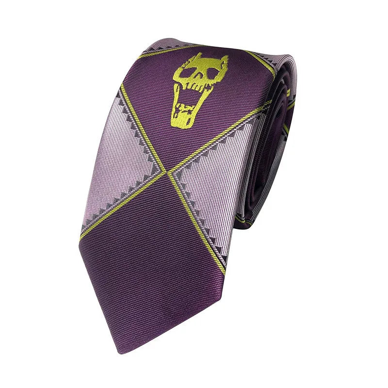 Anime JoJo Tie Kira Yoshikage Halloween Cosplay Costume Accessories KILLER QUEEN Skull Heavens Door Necktie