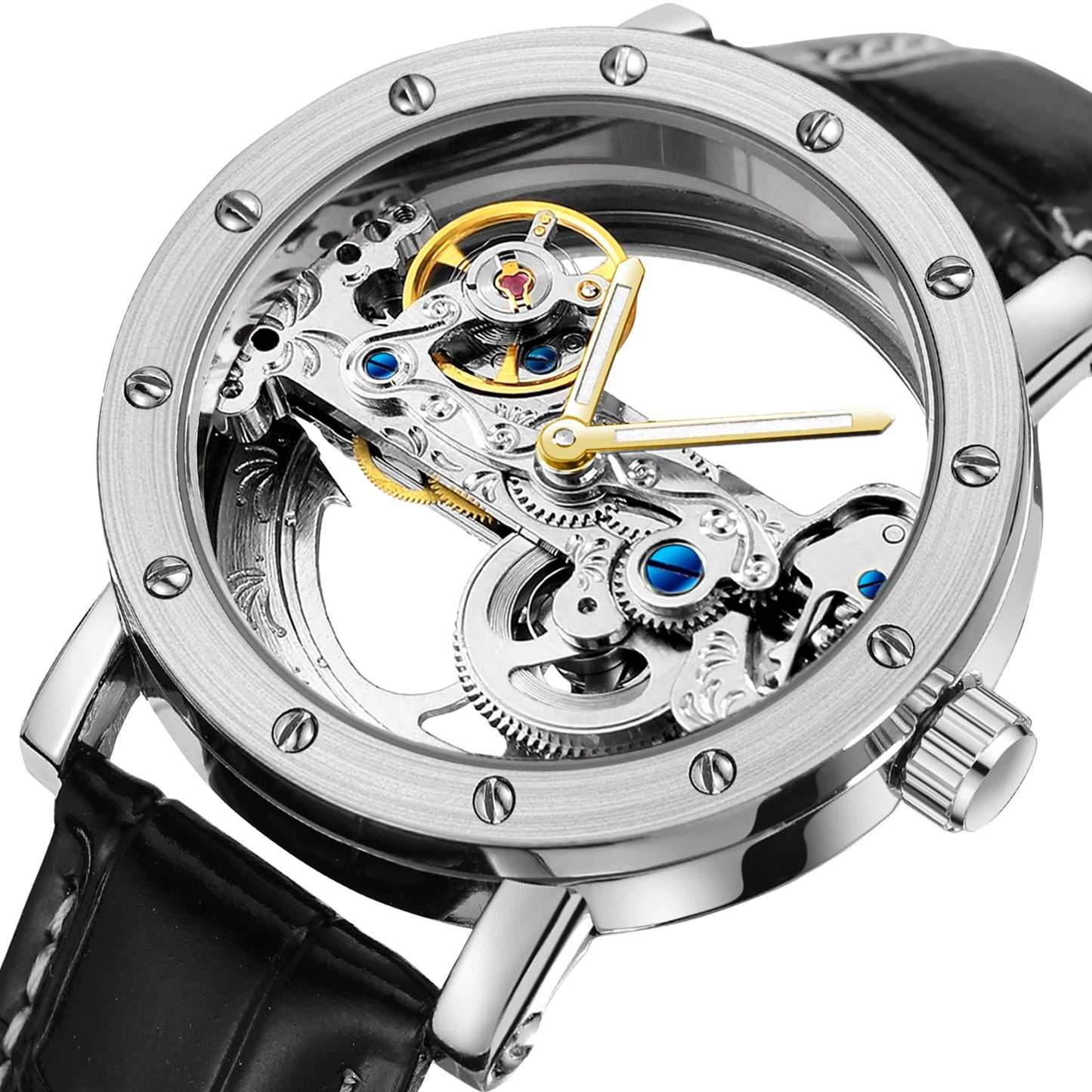 2025 Top Brand Luxury Steel Skeleton Tourbillon Automatic Watch Men Leather Mechanical Waterproof Luminous Elegant Wrist Clock