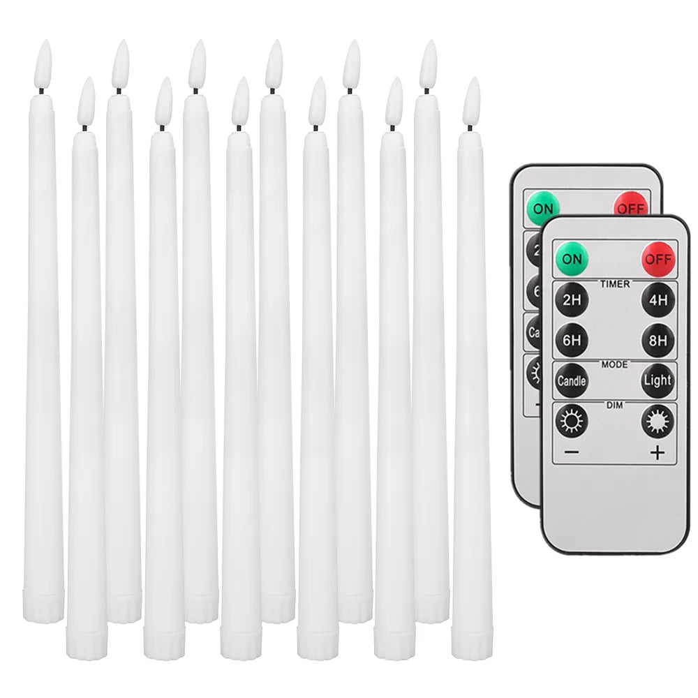 Flameless Taper Candles with Timer Remote Flickering 3D Faux Wax Candle Lights for Wedding Christmas Party Home Decor 6Pcs-24Pcs