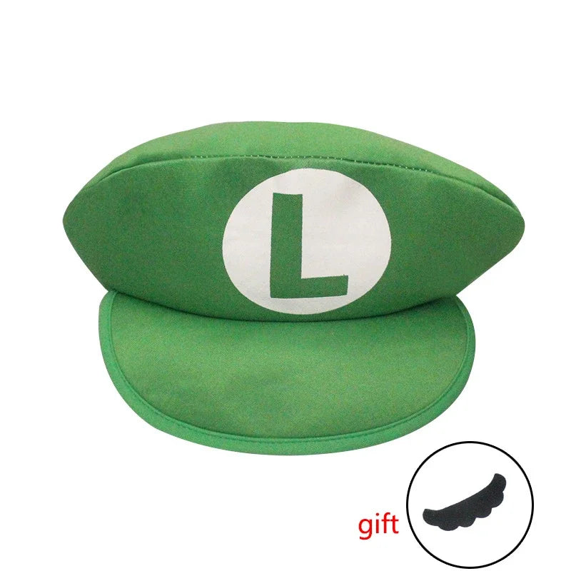 Adults Game Super Luigi Bors Cosplay Hats Funny Red Green Cap Halloween Party Costumes Accessories Xmas Masquerade Decor