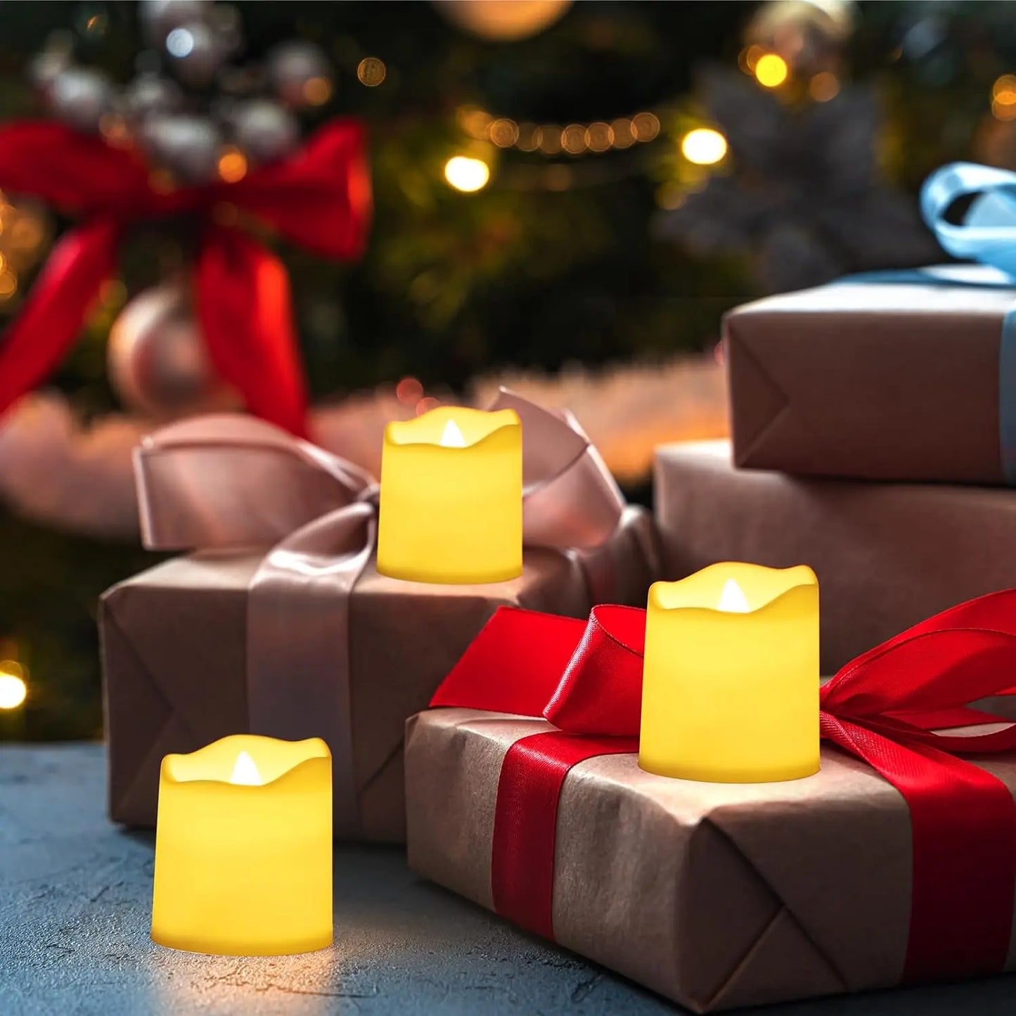 Flameless LED Candle Lights Creative Wishing Led Tea Lamp Warm White Halloween Wedding Christmas Decoration Candle Light 24Pcs