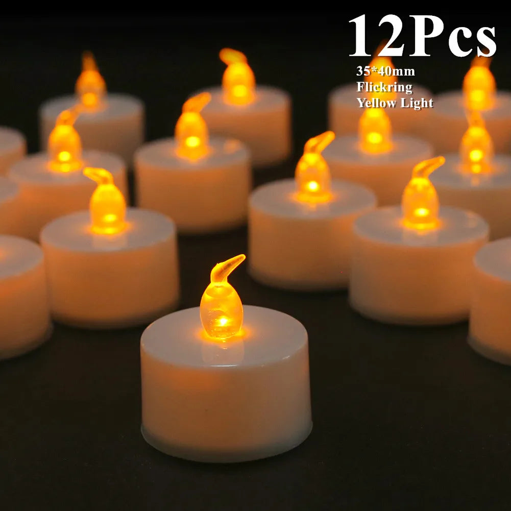 Flameless LED Candle with/without Remote control Lighting Flickering Flame Tea Light for Halloween Christmas Home Decor 12/24pc