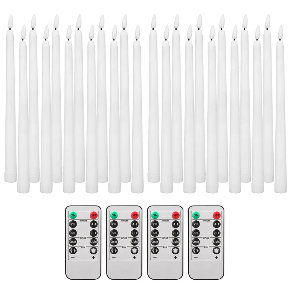 Flameless Taper Candles with Timer Remote Flickering 3D Faux Wax Candle Lights for Wedding Christmas Party Home Decor 6Pcs-24Pcs