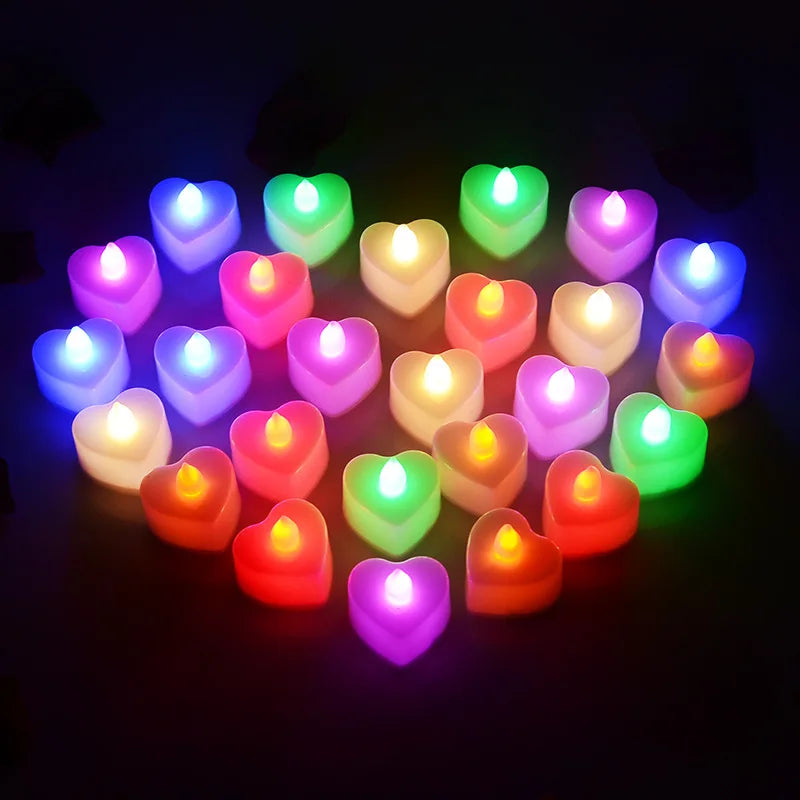 Flameless Led Candle For Home Christmas Party Wedding Decoration Heart-shaped Electronic Battery-Power Tealight Candles