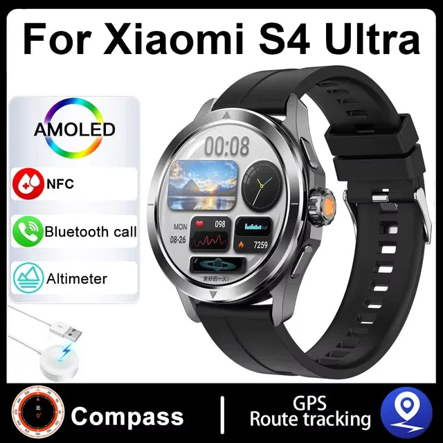 S4 Ultra For Xiaomi Smart Bracelet Men Watch AMOLED HD Screen Bluetooth Call GPS Trajectory NFC Heart Rate Compass Smart Watches