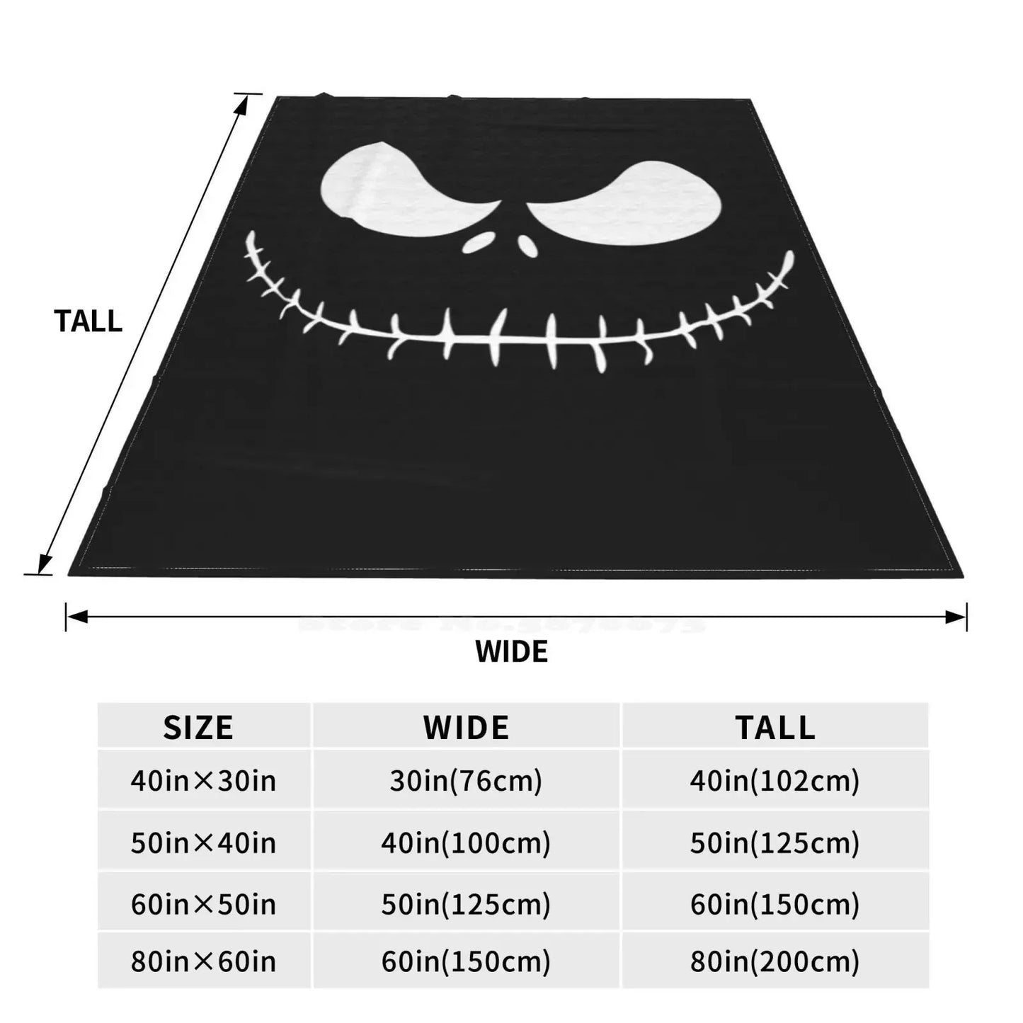 Skellington White Trend Style Funny Fashion Soft Throw Blanket Halloween Jack Tim Burton Skellington Danny Elfman Film Media