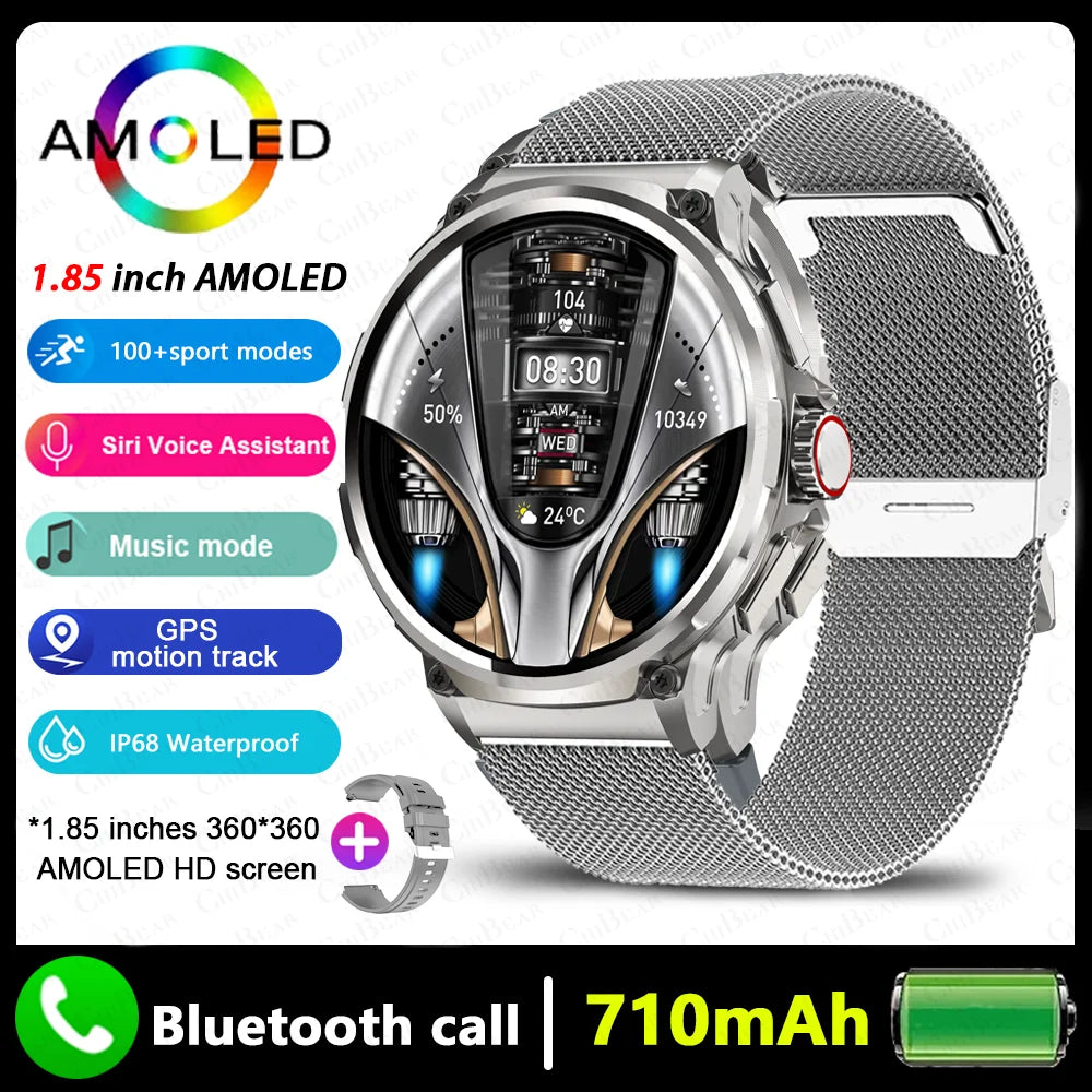 2025 New For Huawei Xiaomi Men GPS Track Smart Watch 1.85 Inch Ultra HD AMOLED Screen 710 Mah Battery Bluetooth Call Smartwatch