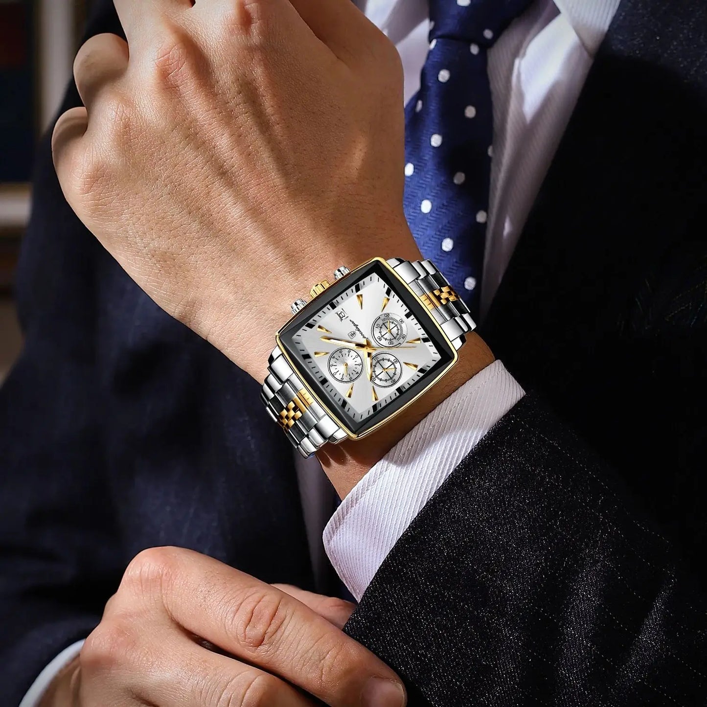 POEDAGAR Luxury Square Sport Man Wrist watch Waterproof Luminous Chronograph Quartz Men's Watches Stainless Steel Men Watch Reloj