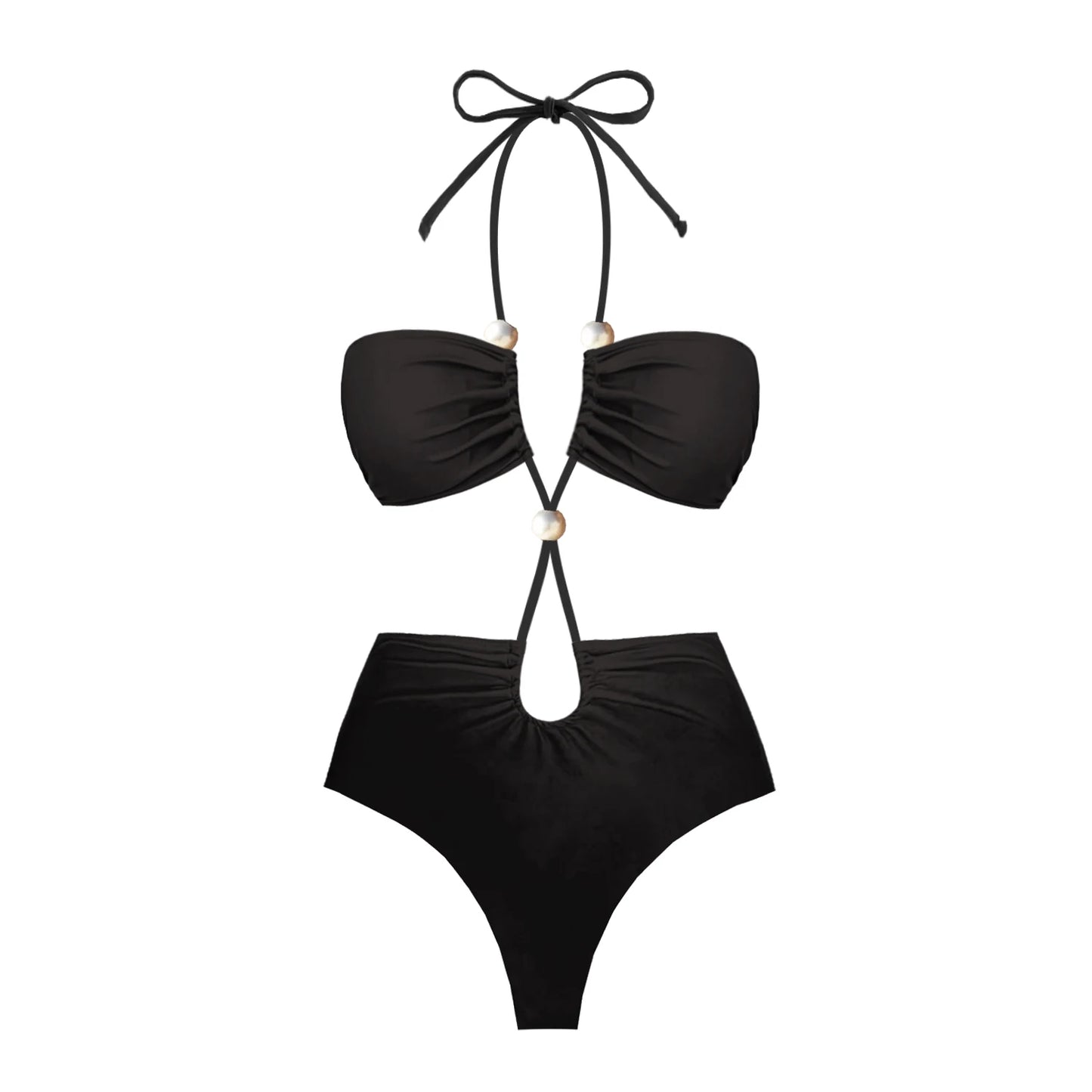 3Pcs Sexy Bikini Set With Cover Up Pearls White Swimsuit Women Halter Swimwear Female Off Shoulder Bathing suit Bikini Beachwear