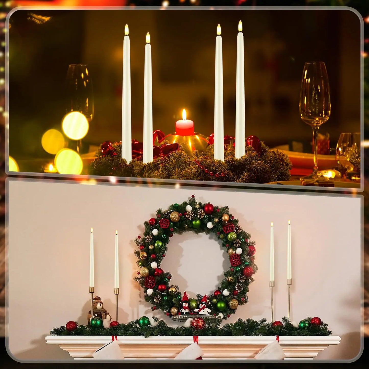 Flameless Taper Candles with Timer Remote Flickering 3D Faux Wax Candle Lights for Wedding Christmas Party Home Decor 6Pcs-24Pcs