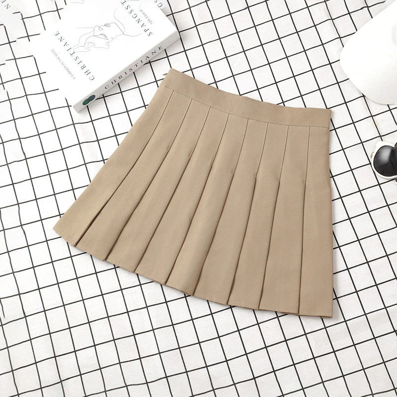 Brown Skirt Ladies 2025 Summer Clothes Women's High Waist Harajuku Korean Style Black Mini Pleated Skirt For School Girl Uniform