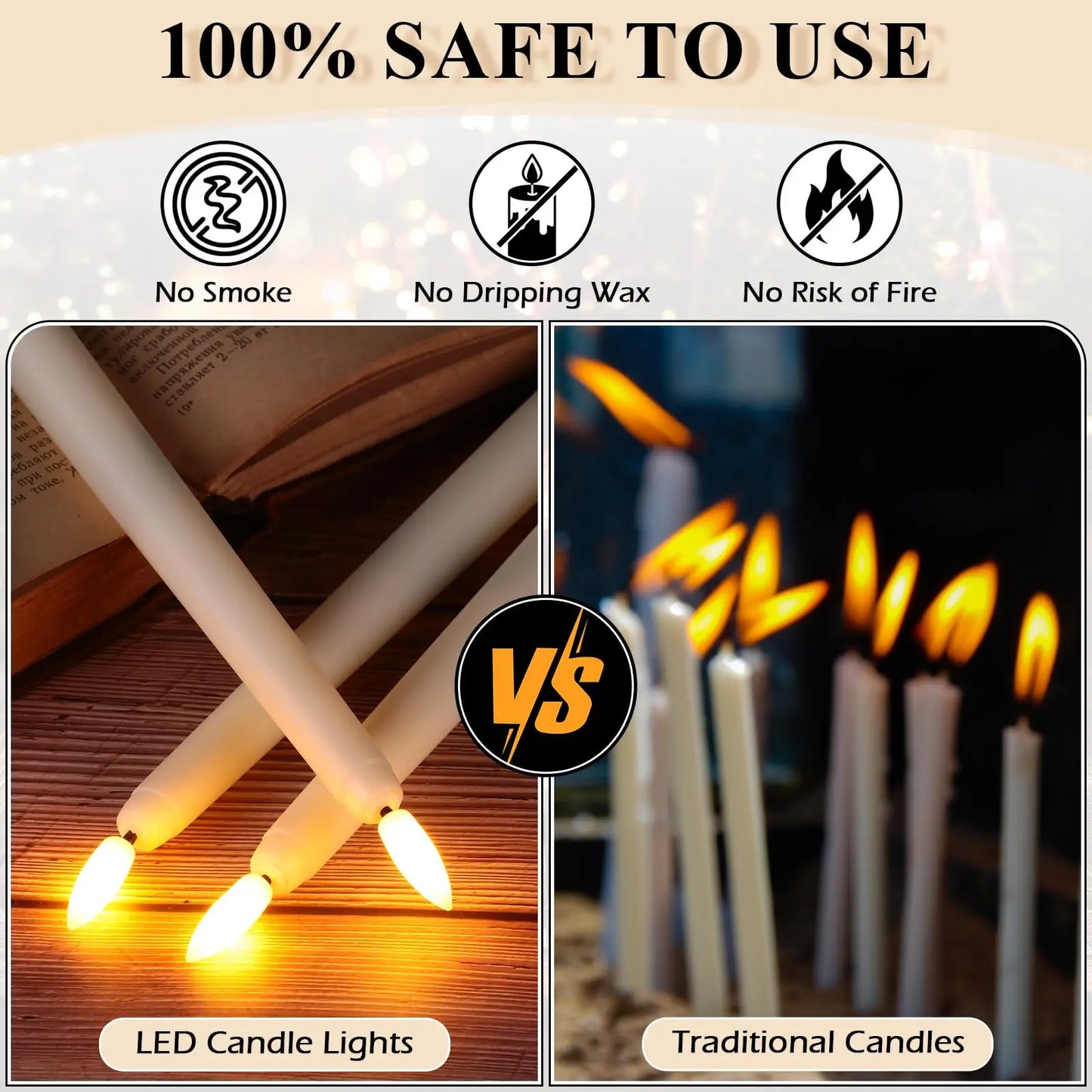 Flameless Taper Candles with Timer Remote Flickering 3D Faux Wax Candle Lights for Wedding Christmas Party Home Decor 6Pcs-24Pcs