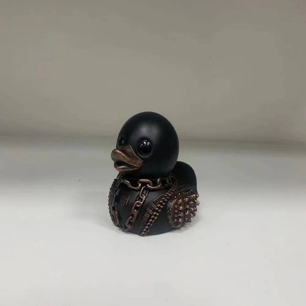 Duck Gothic punk duck, novelty duck decorated with Halloween decorations, punk duck in 1980s, dark Satan duck Gothic gift.