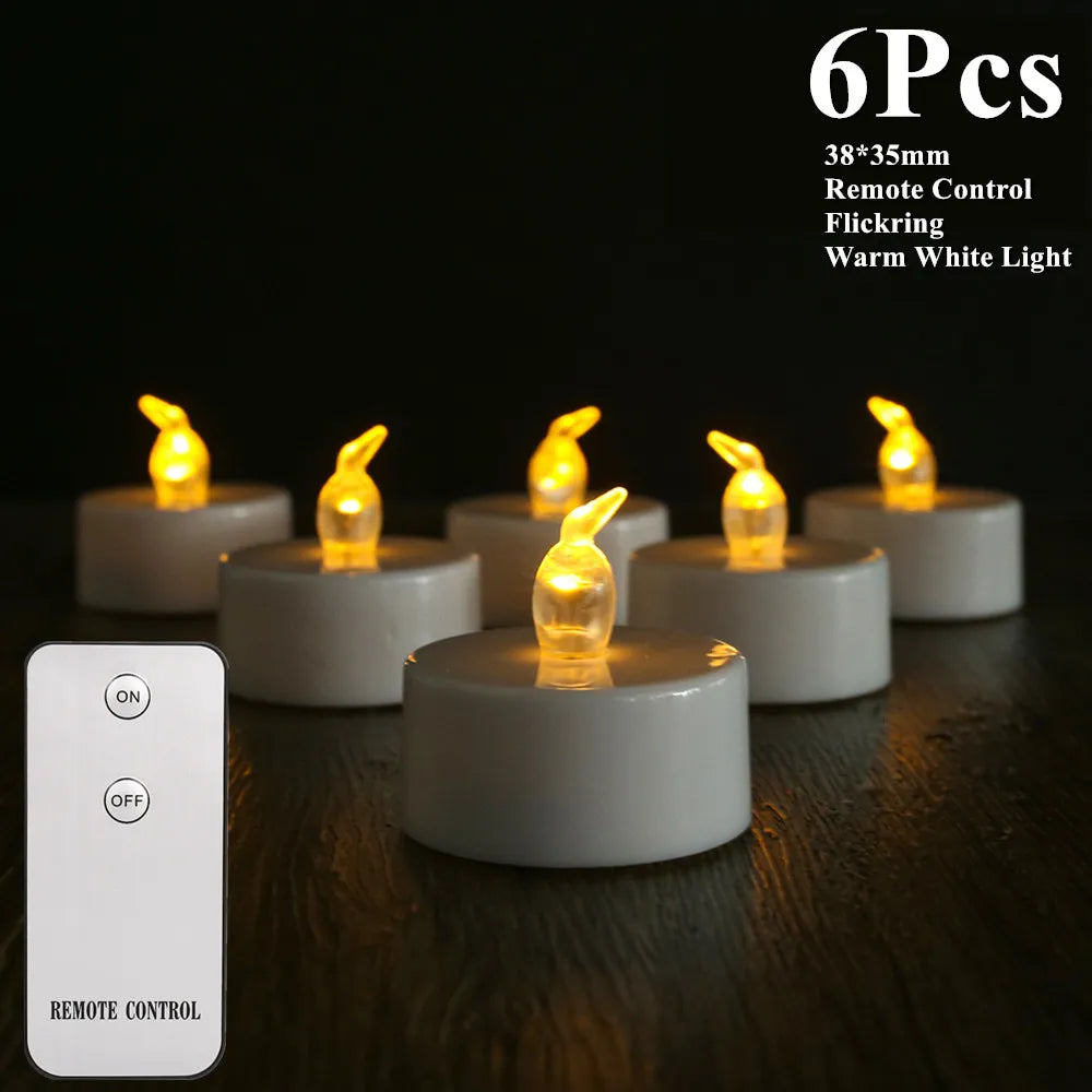 Flameless LED Candle with/without Remote control Lighting Flickering Flame Tea Light for Halloween Christmas Home Decor 12/24pc