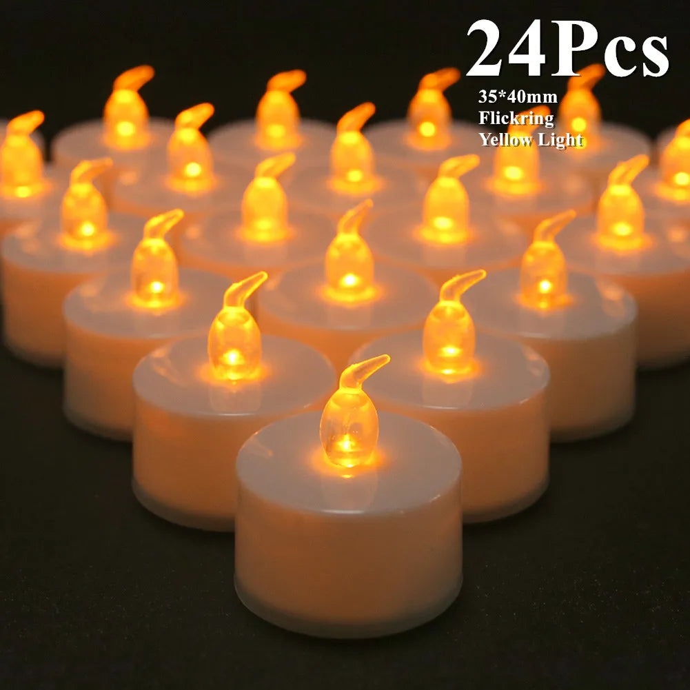 Flameless LED Candle with/without Remote control Lighting Flickering Flame Tea Light for Halloween Christmas Home Decor 12/24pc