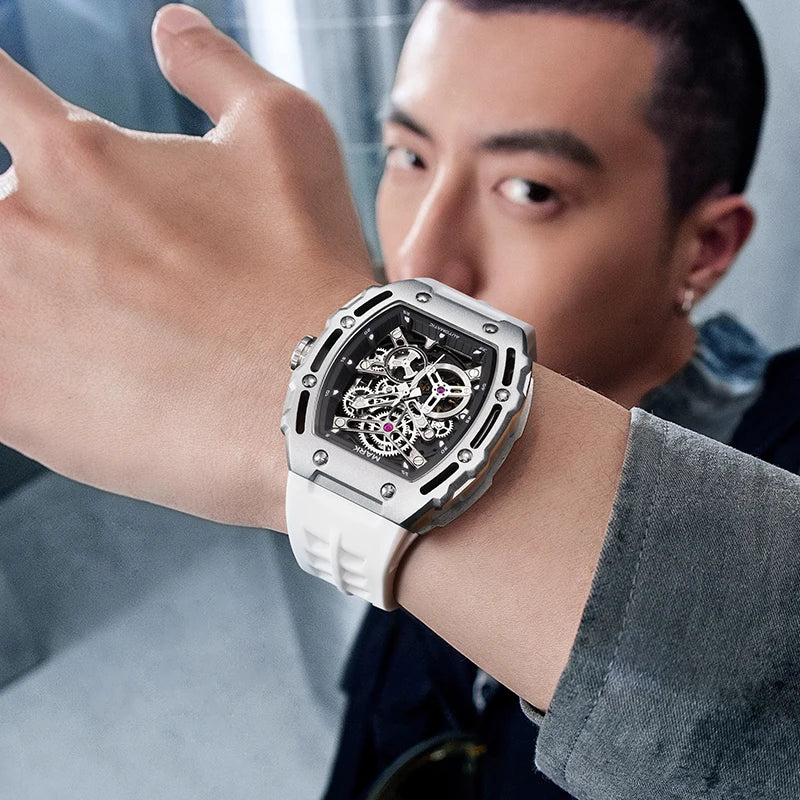 Mark Fairwhale 2025 New Mens Mechanical Watches Men Automatic Wristwatch for Tourbillon Skeleton Design Waterproof Fashion Watch