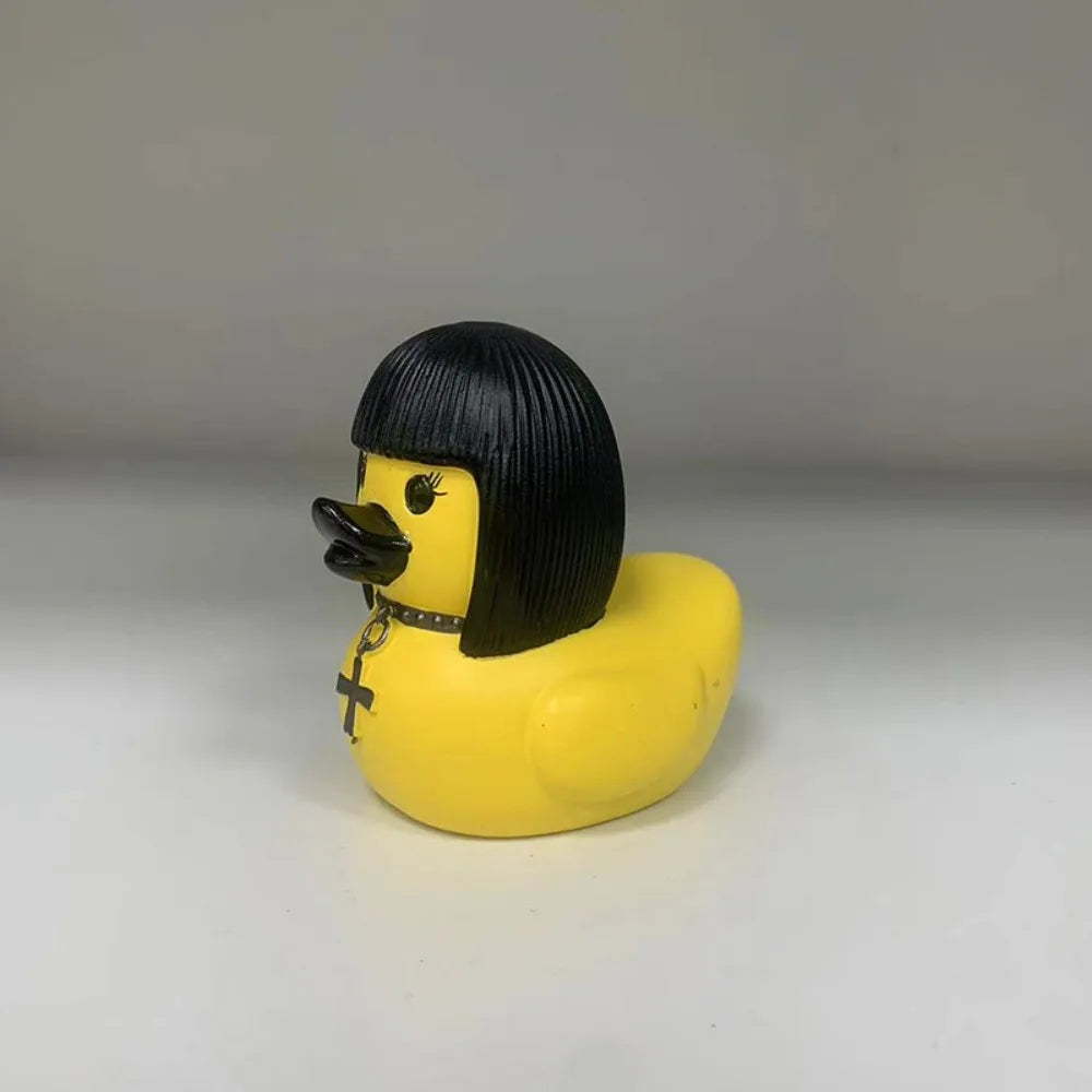 Duck Gothic punk duck, novelty duck decorated with Halloween decorations, punk duck in 1980s, dark Satan duck Gothic gift.