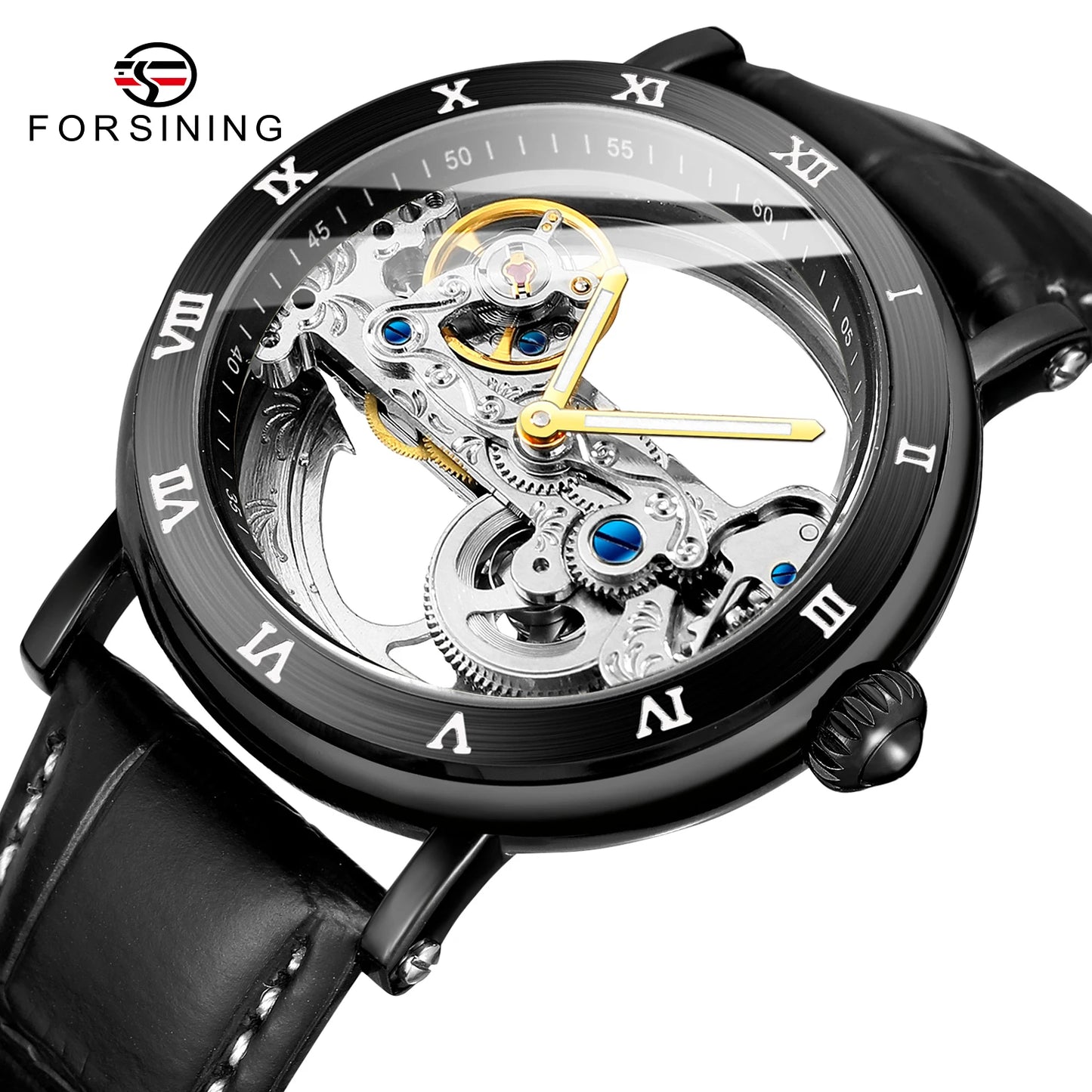 2025 Original Luxury Steel Skeleton Tourbillon Automatic Watches Men Leather Mechanical Waterproof Luminous Elegant Wrist Clock