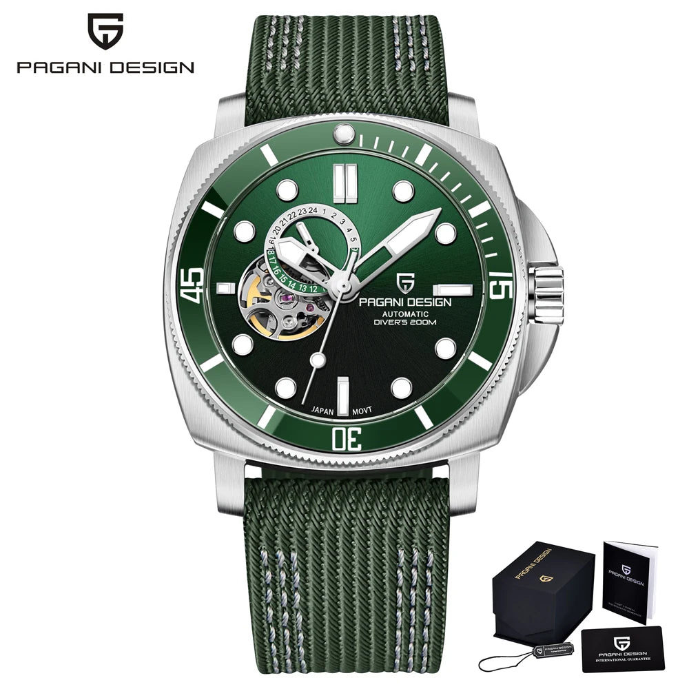 PAGANI DESIGN 2025 Mens Wathes Tourbillon Automatic Watch For Men Mechanical Wristwatch Ceramic Bezel Luminous 20Bar Waterproof