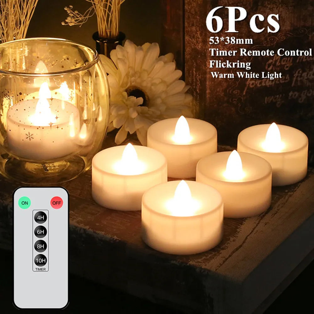Flameless LED Candle with/without Remote control Lighting Flickering Flame Tea Light for Halloween Christmas Home Decor 12/24pc