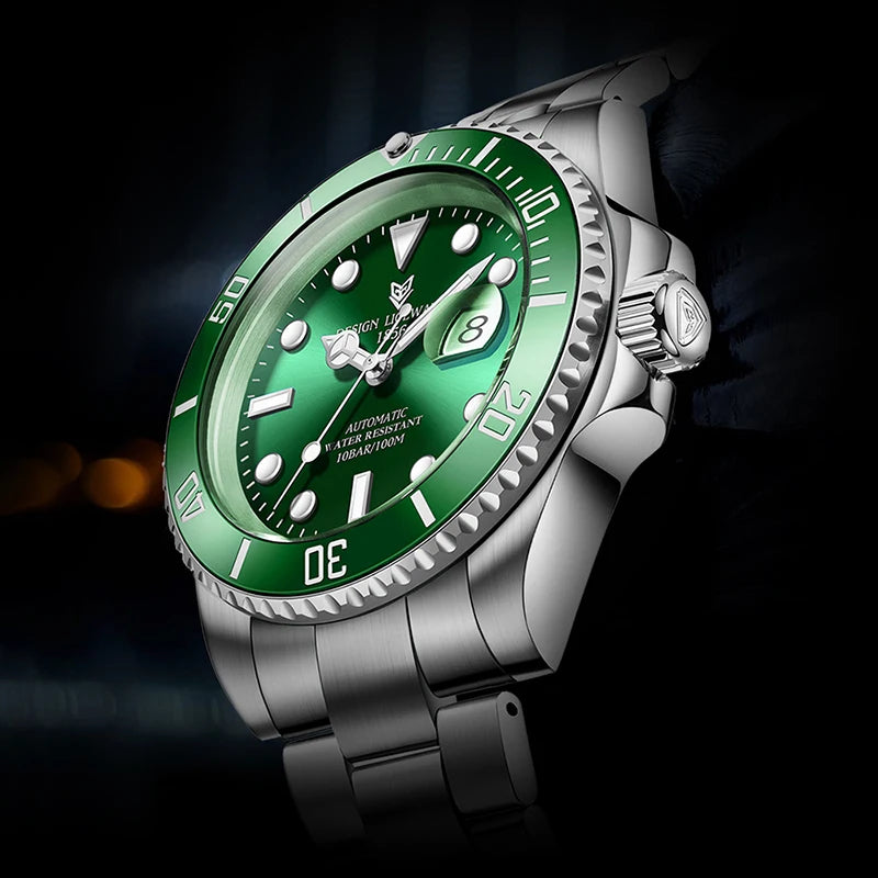 2025 LIGE New Watch Men Automatic Mechanical Tourbillon Clock Fashion Sport Diving Watch 100ATM Waterproof Luminous Watches Mens